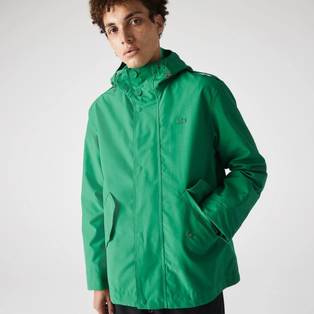 Lacoste Men’s Water-Resistant Cotton Blend Hooded Jacket